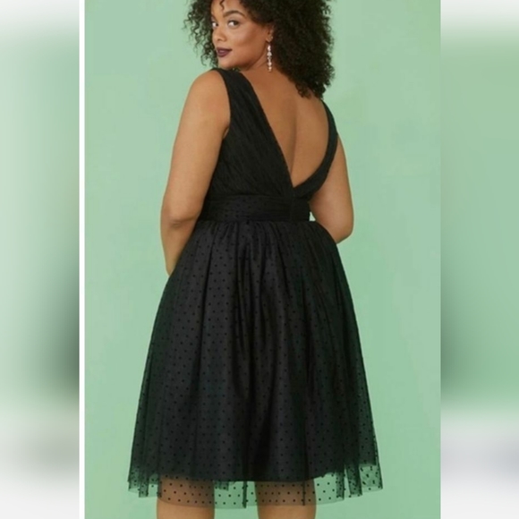 Plus size 16 Modcloth Black Party Dress polka dot women's - Picture 2 of 7